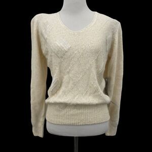 Marigot Classic Vintage Size M Ivory Silk Angora Rabbit Hair Puff Sleeve Sweater